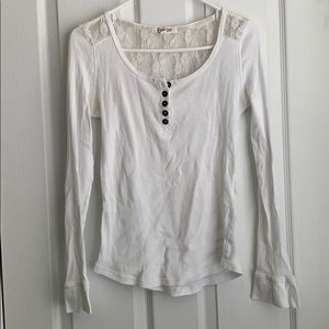 White Long-Sleeve Top with Lace Back